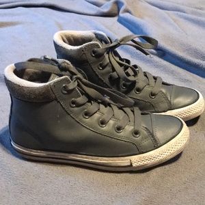 Junior size 4 converse sneakers gray high tops